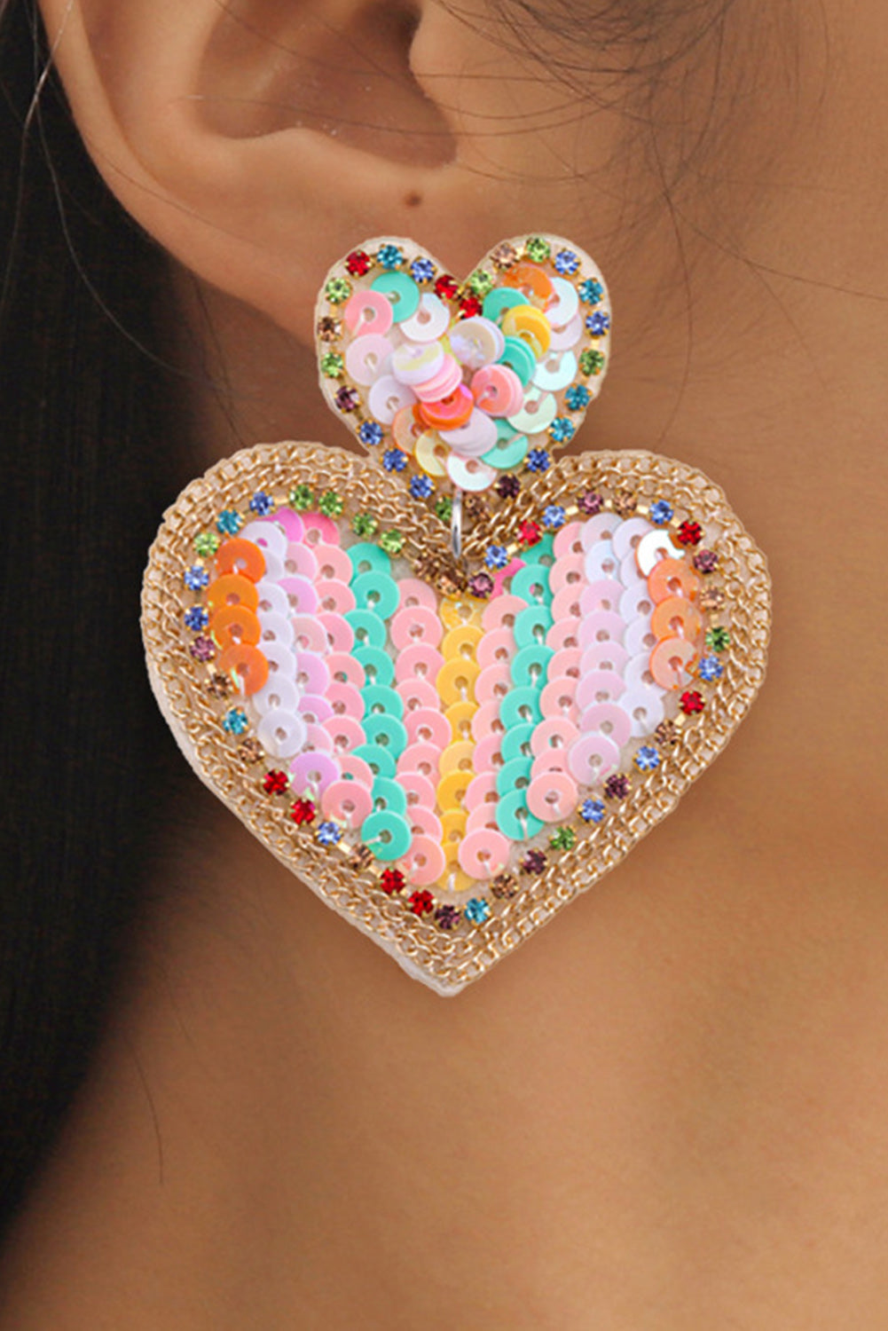 Sequined Heart Fashion Earrings