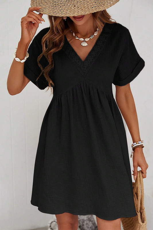 Lacy Mini Dress in Black