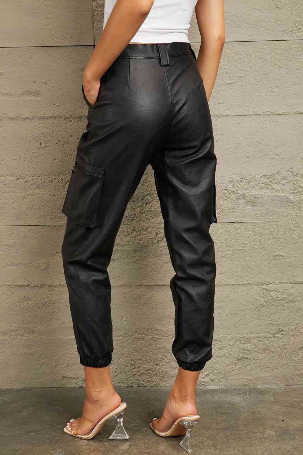KAN CAN USA High Rise Leather Joggers