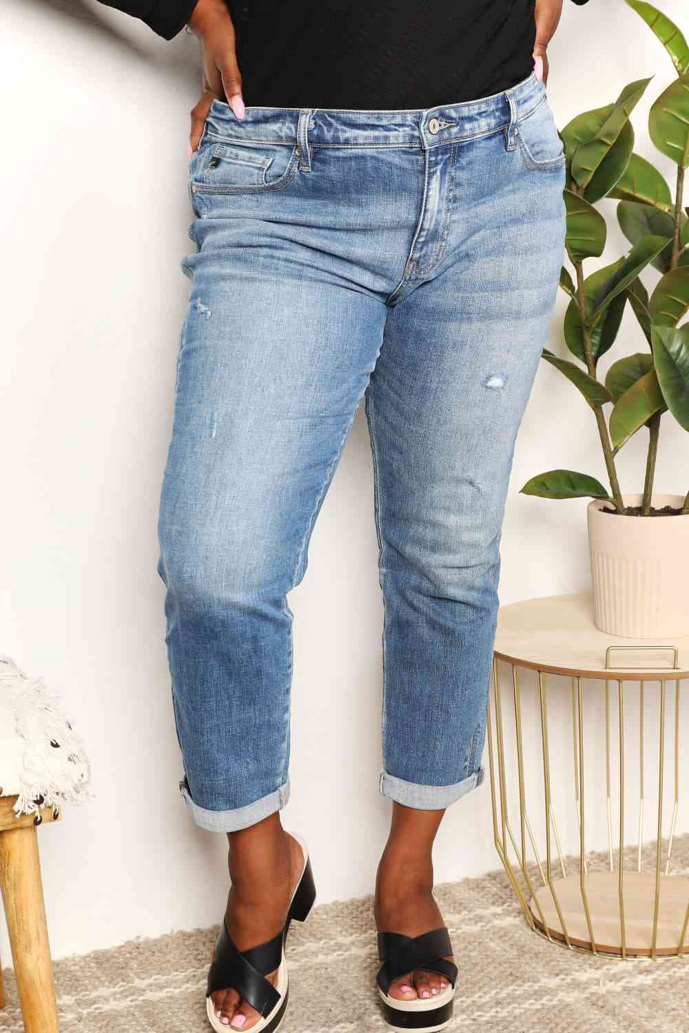 KAN CAN USA Full Size Mid Rise Slim Boyfriend Jeans