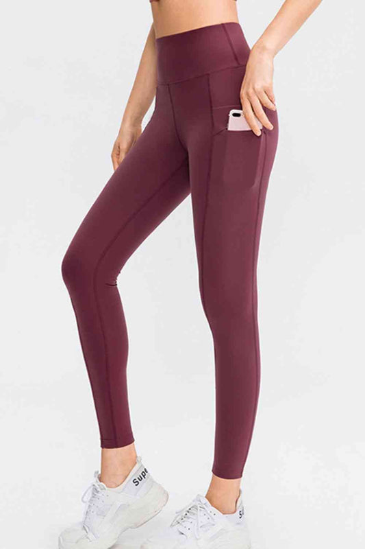 Wide Waistband Sports Pants with Pocket