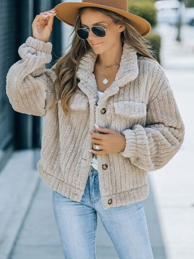 Thick Fuzzy Button Up Jacket