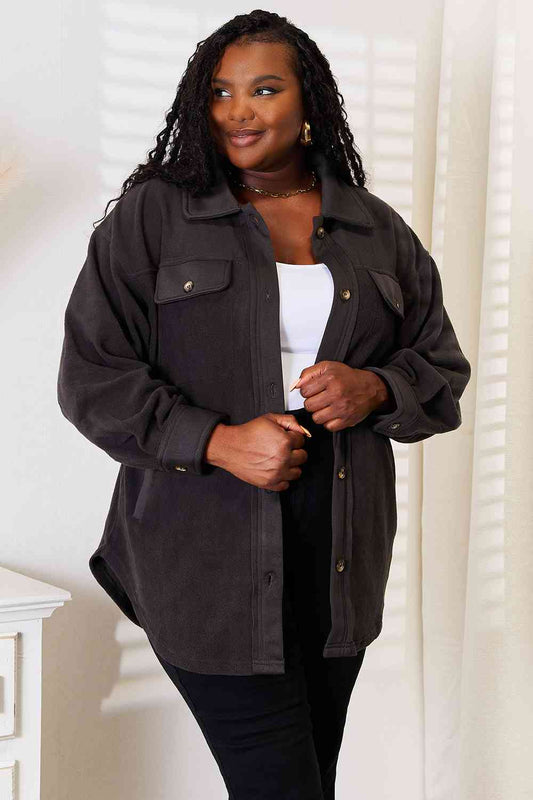 Charcoal Cozy Girl Button Down Shacket