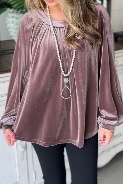 Ruched Lilac Raglan Sleeve Blouse